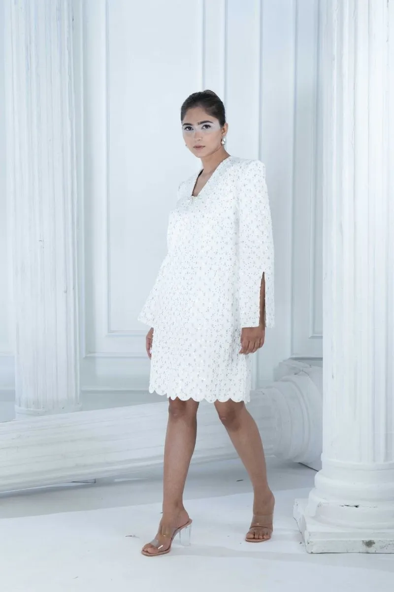 SHIMMER denim dress - white