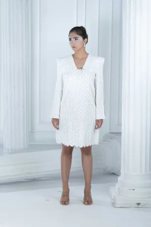 SHIMMER denim dress - white
