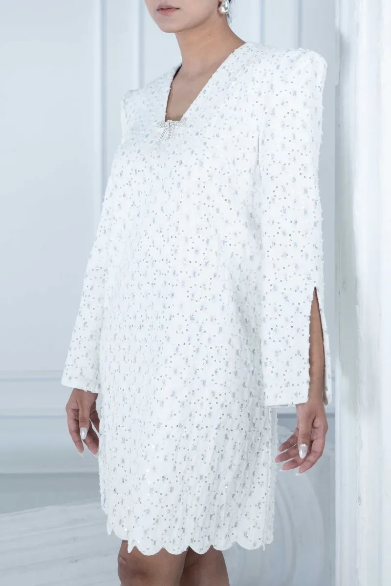 SHIMMER denim dress - white