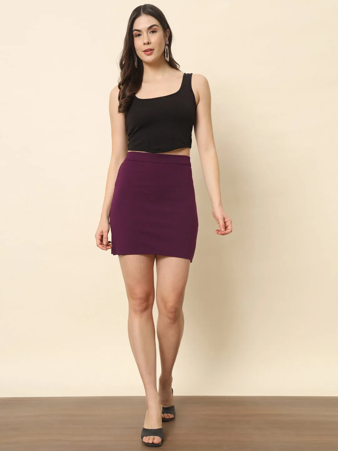 Short Back Slit Skirt