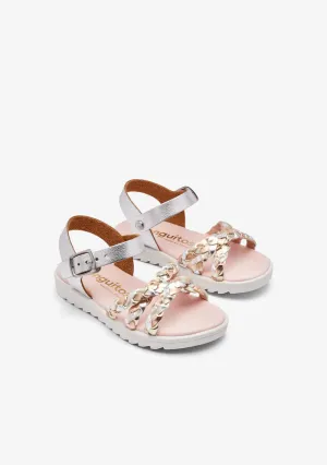 SIlver braid strip sandals