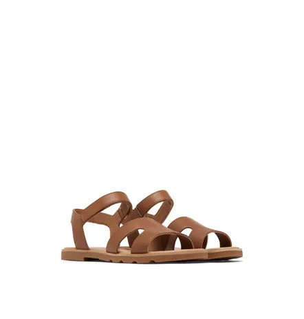 SOREL WOMEN'S ELLA III ANKLE STRAP FLAT SANDAL - VELVET TAN/GUM