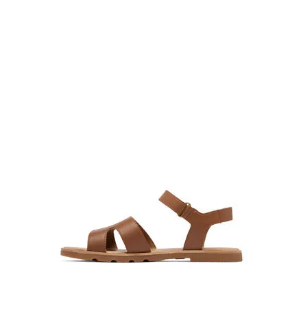 SOREL WOMEN'S ELLA III ANKLE STRAP FLAT SANDAL - VELVET TAN/GUM