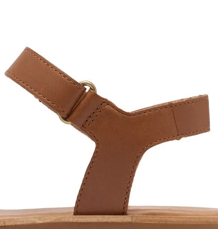 SOREL WOMEN'S ELLA III ANKLE STRAP FLAT SANDAL - VELVET TAN/GUM