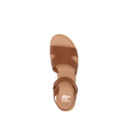 SOREL WOMEN'S ELLA III ANKLE STRAP FLAT SANDAL - VELVET TAN/GUM