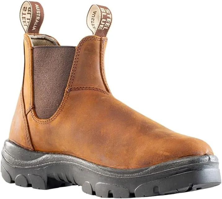 Steel Blue Men's Hobart Soft Toe Slip On Work Boots, Brown