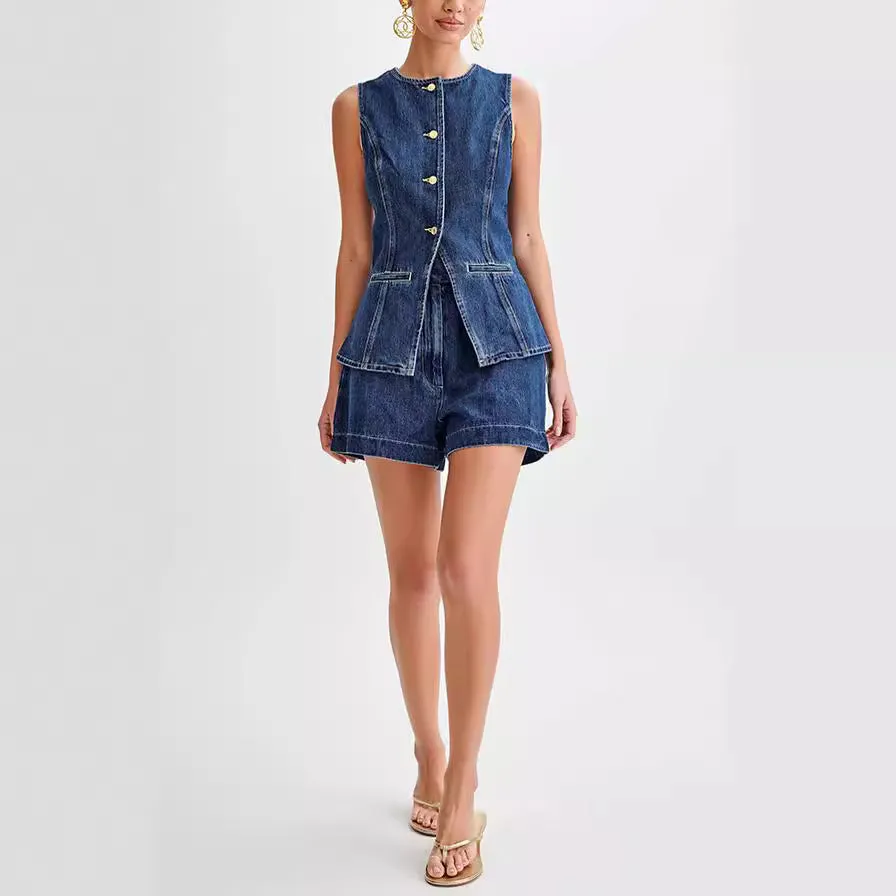 Sylis | Denim Vest and Shorts Set