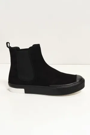 THE KING - Suede Leather and Rubber Sole Chelsea Boots - Black Black