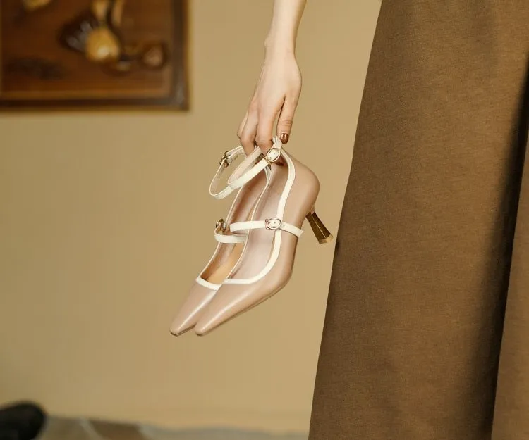 Two Strap Leather Mary Janes