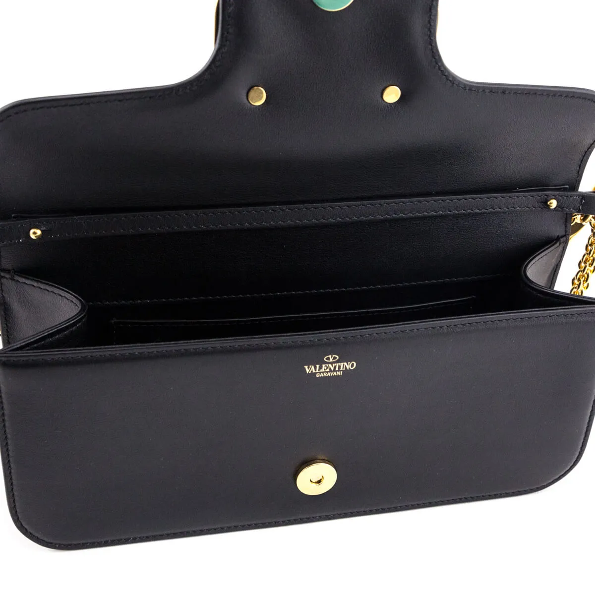 Valentino Black Calfskin Vlogo Loco Shoulder Bag
