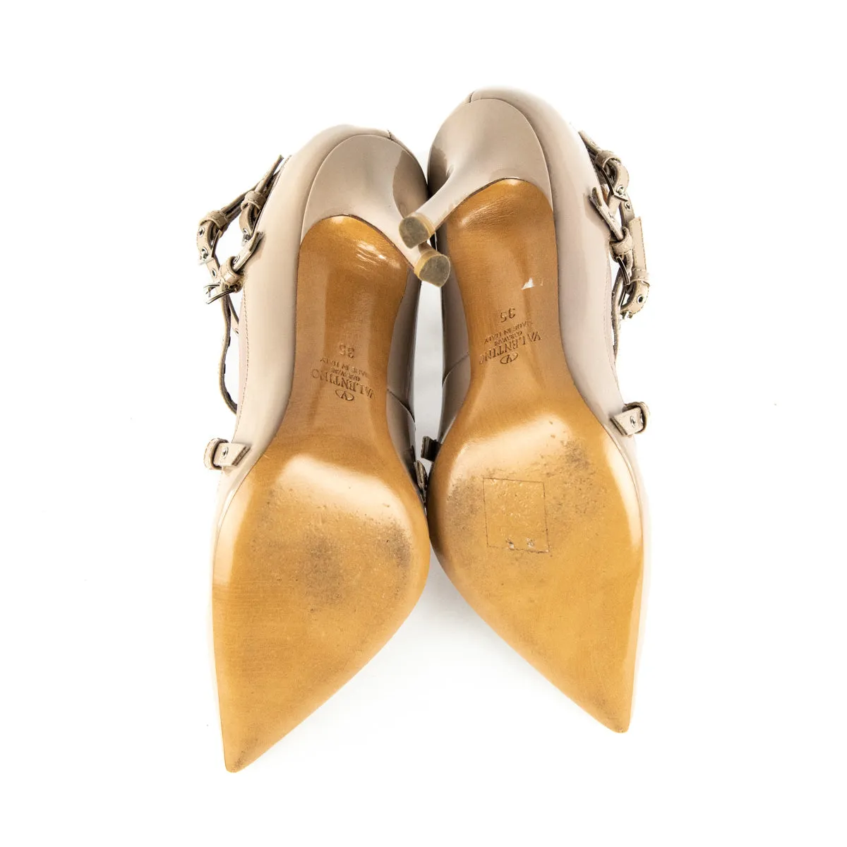 Valentino Nude Patent Love Latch Pumps Size US 5 | EU 35