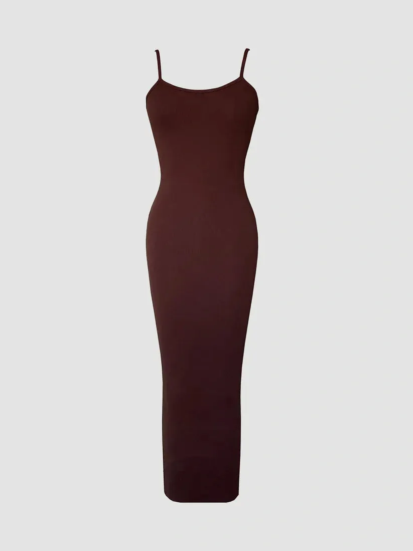 V.I.P. Brown Ruched Bodycon Midi Dress