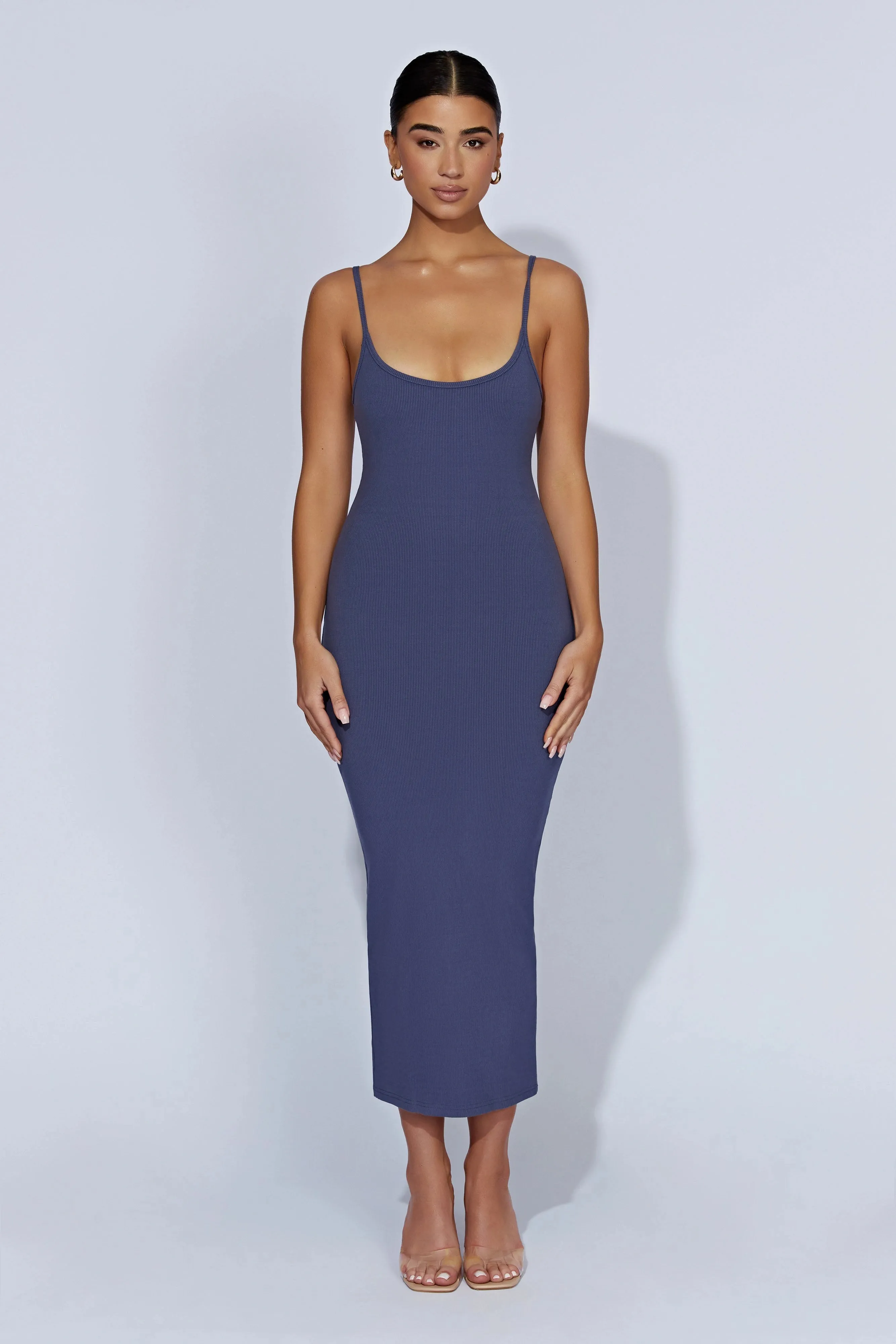 V.I.P. Brown Ruched Bodycon Midi Dress