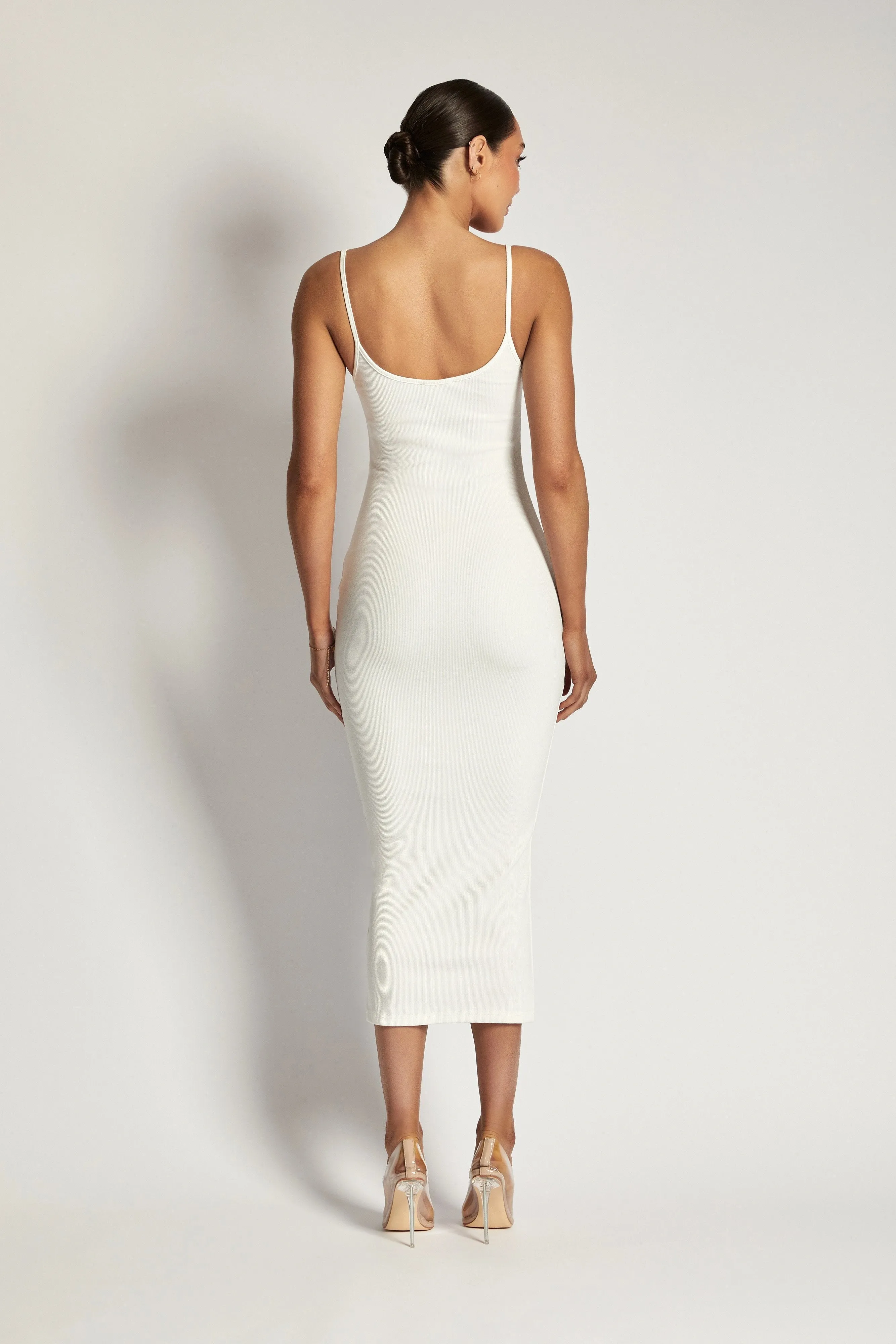 V.I.P. Brown Ruched Bodycon Midi Dress