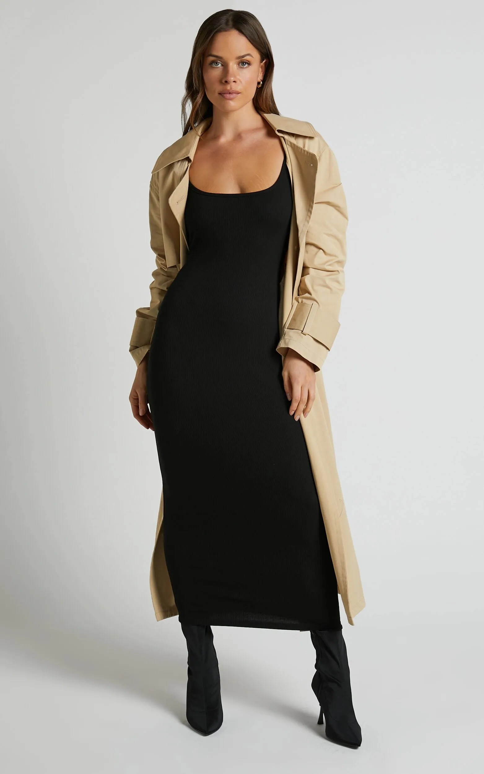 V.I.P. Brown Ruched Bodycon Midi Dress