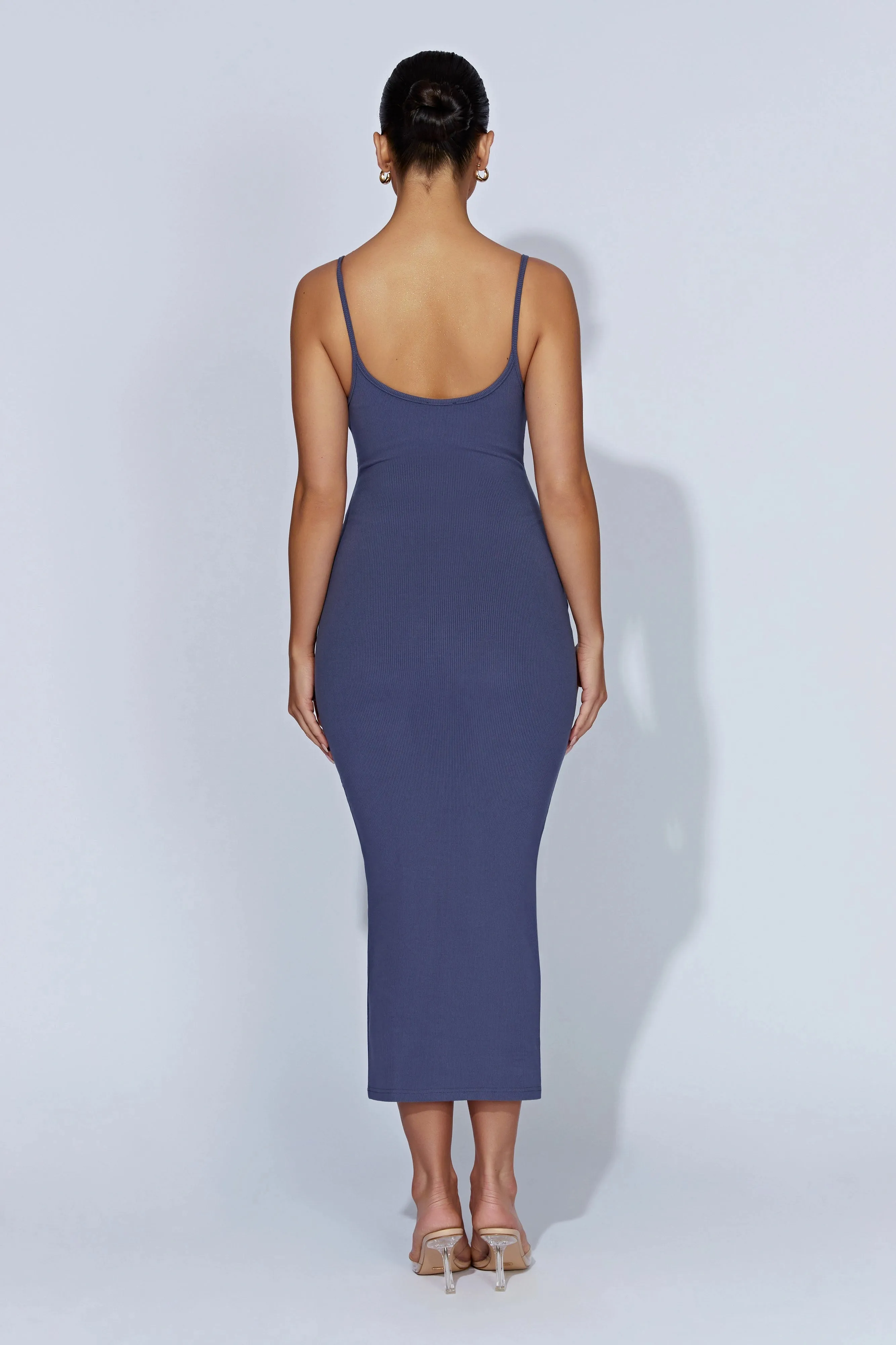 V.I.P. Brown Ruched Bodycon Midi Dress