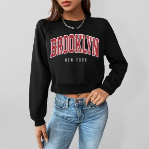Women's Graphic Print Crop Sweatshirt