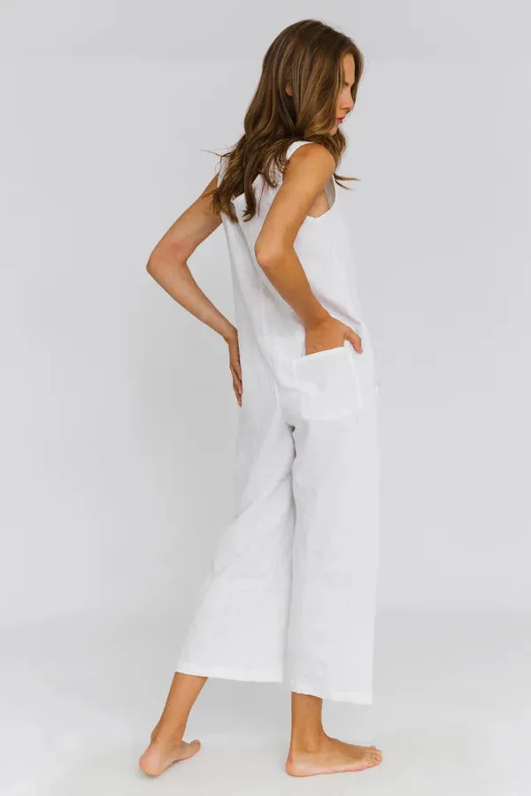 Women's linen jumpsuit nude - Ema