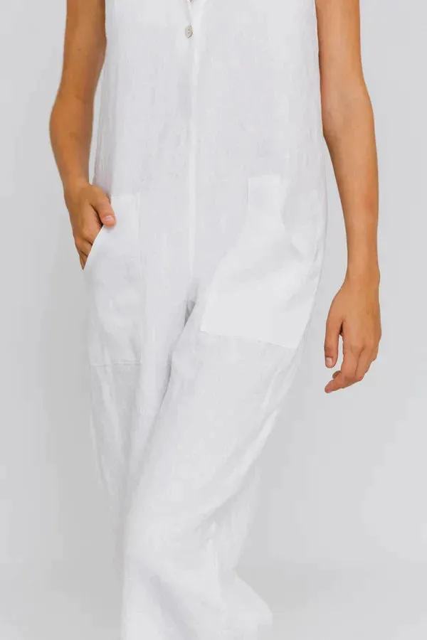 Women's linen jumpsuit nude - Ema